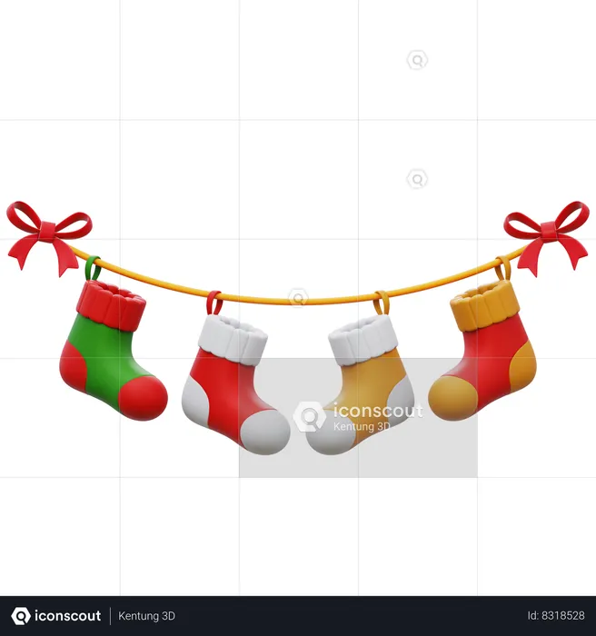 Christmas Socks Decoration  3D Icon