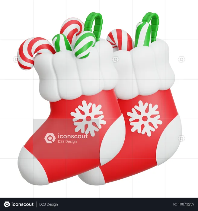 Christmas Socks With Candys  3D Icon