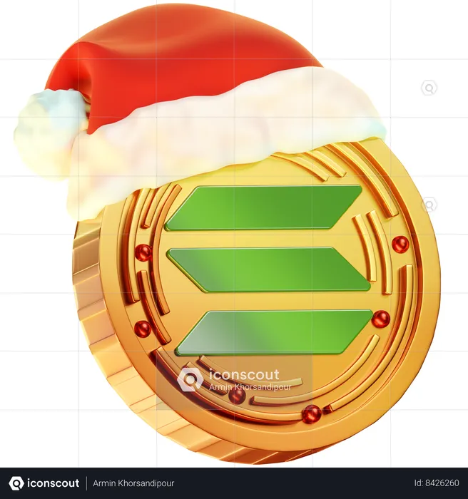 Christmas Solana Coin  3D Icon