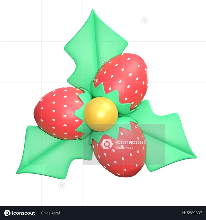 Christmas Strawberry  3D Icon