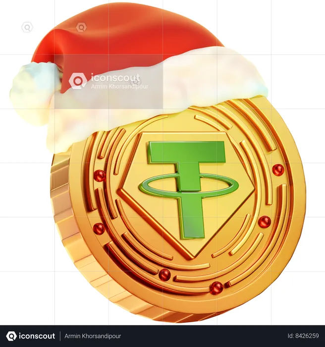 Christmas Tether Coin  3D Icon