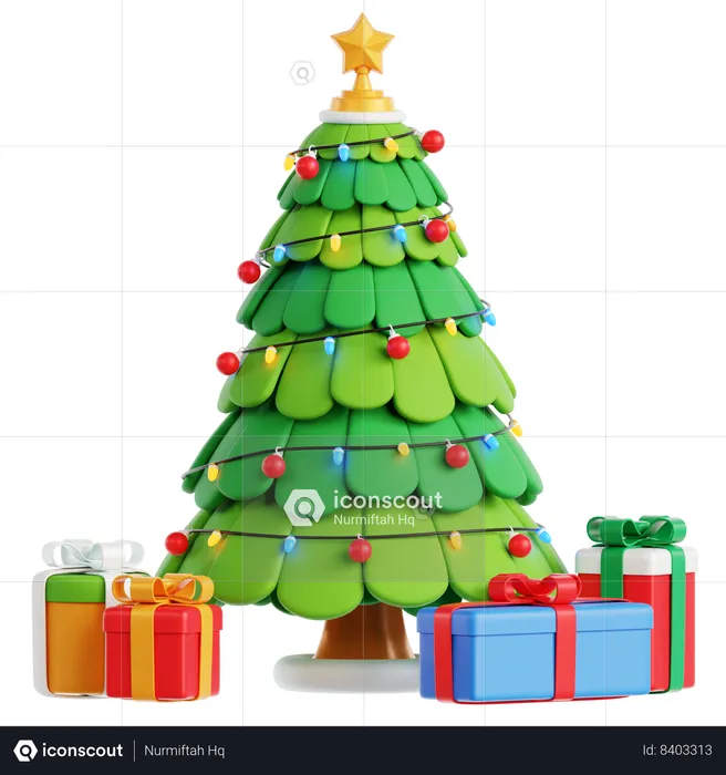 Christmas Tree Gift Box  3D Icon