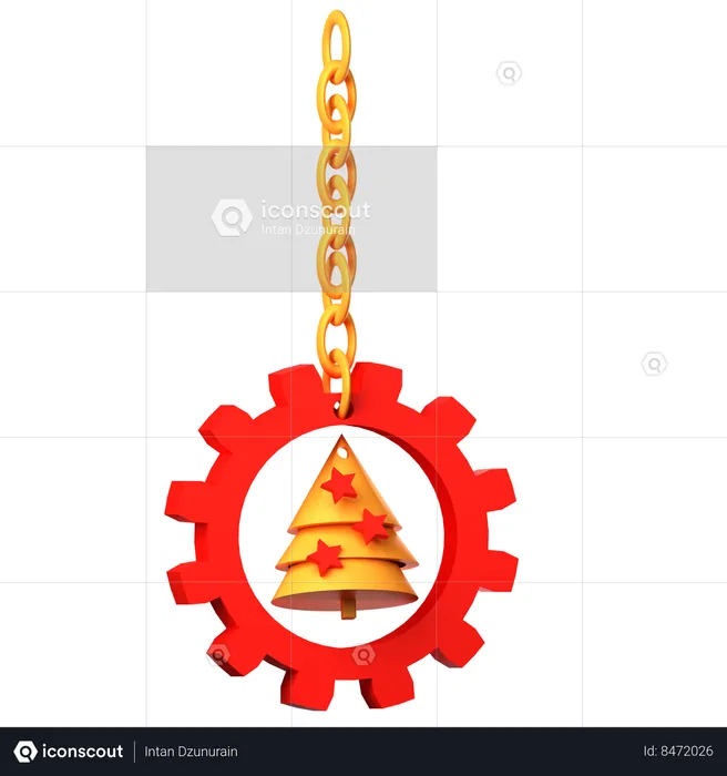 Christmas tree is hung in house  3D Icon