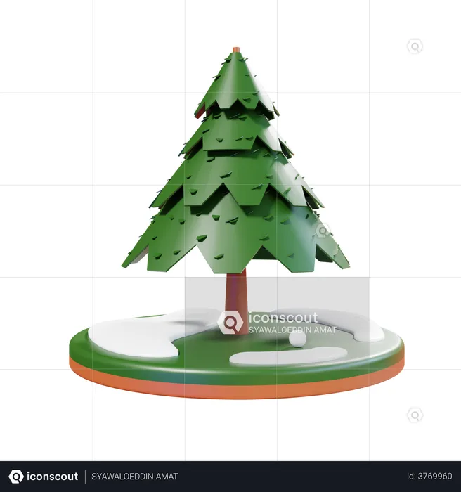 Christmas Tree Lowpoly  3D Illustration