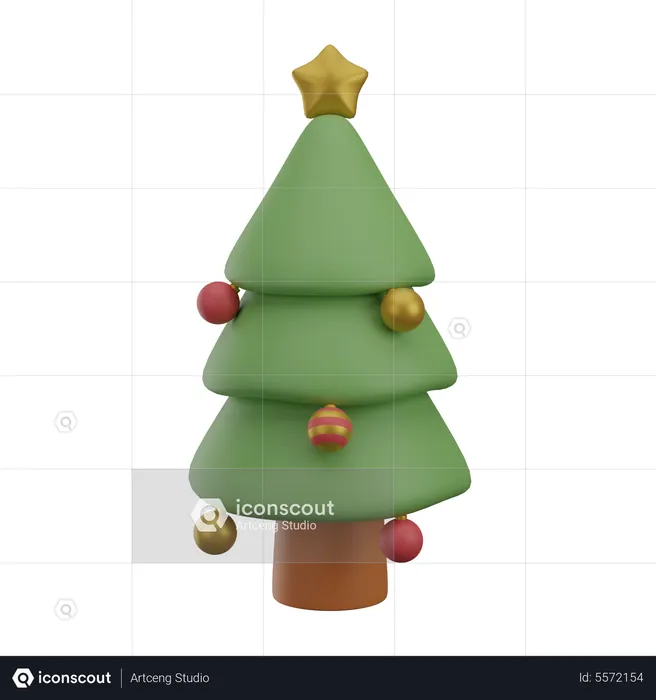 Christmas tree with ornament  3D Icon
