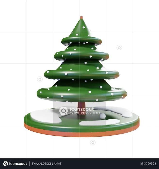 Christmas Tree With Snow  3D Illustration