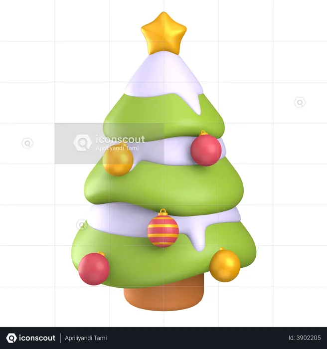 Christmas Tree With Snow  3D Illustration