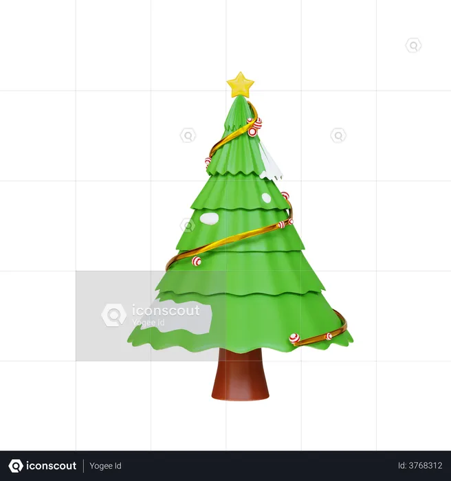 Christmas Tree Wtih Star  3D Illustration