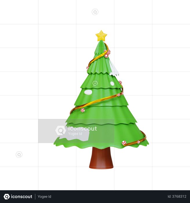 Christmas Tree Wtih Star 3D Illustration
