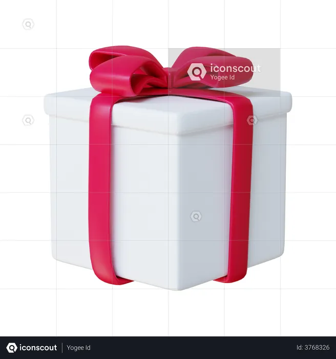 Christmas White Box Gift  3D Illustration