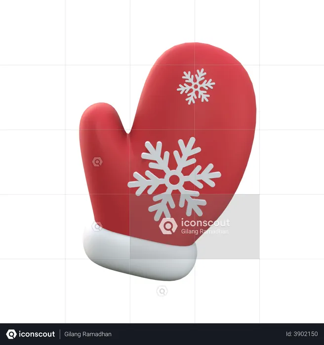 Christmas Winter Gloves  3D Illustration