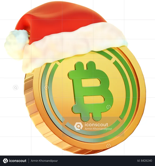 Christmas Wrapped Bitcoin Coin  3D Icon
