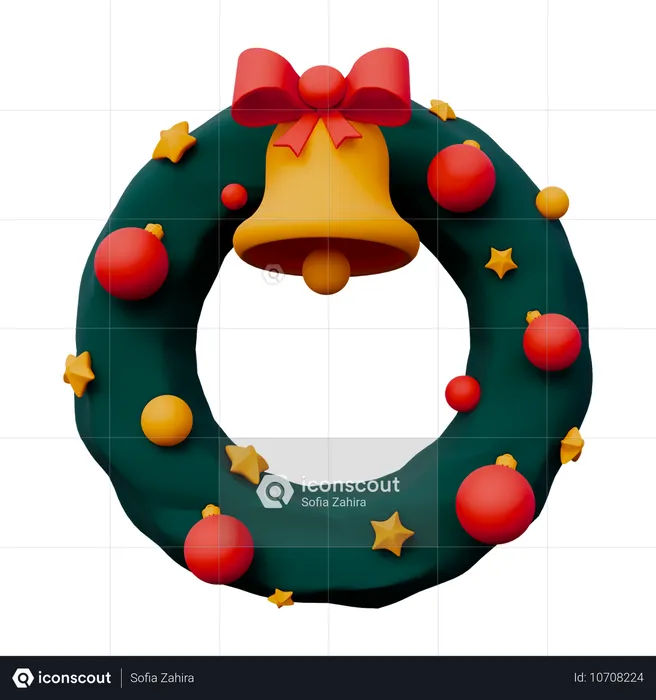 クリスマスリース  3D Icon