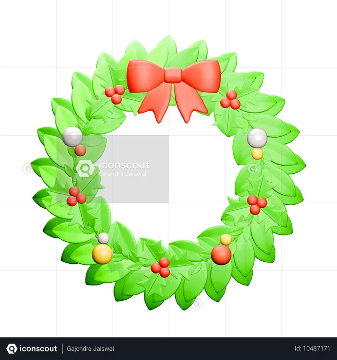 Christmas Wreath Decoration  3D Icon