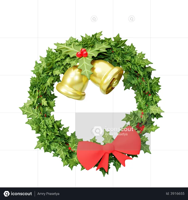 Christmas wreath decoration  3D Illustration