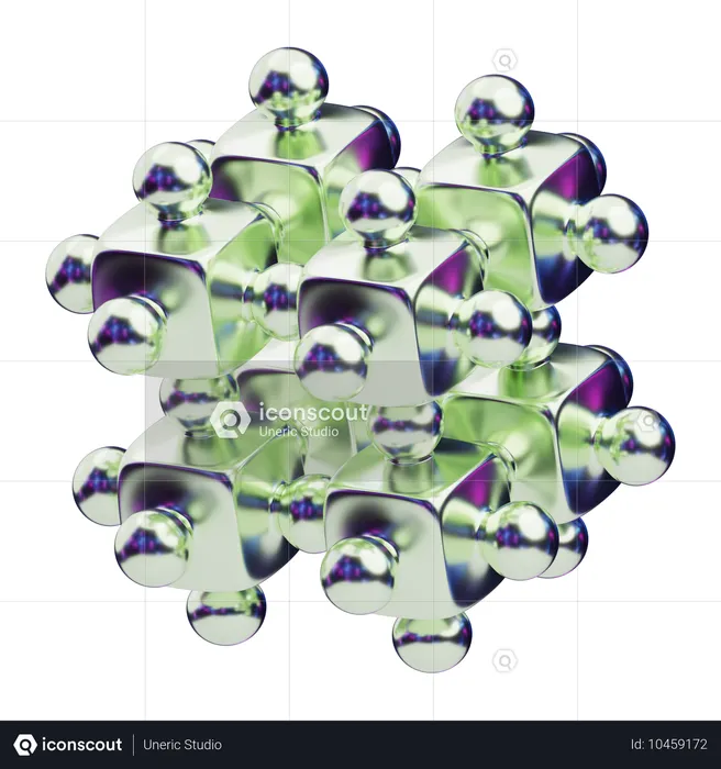 Chromatic Abstract Geometric Cluster Fusion  3D Icon