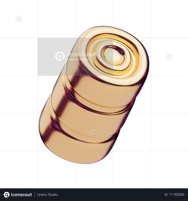 Chromatic Abstract Gold Cylindrical Stack  3D Icon