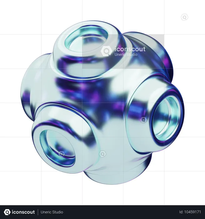 Chromatic Abstract Iridescent Spherical Hub  3D Icon