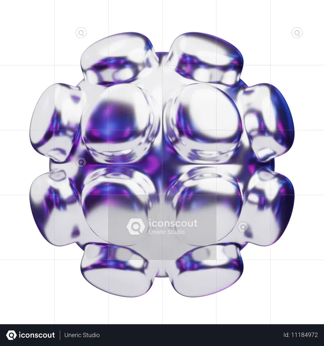 Chromatic Abstract Lustrous Bubble Core  3D Icon