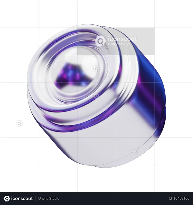 Chromatic Abstract Metallic Capsule With Rounded Edges  3D Icon