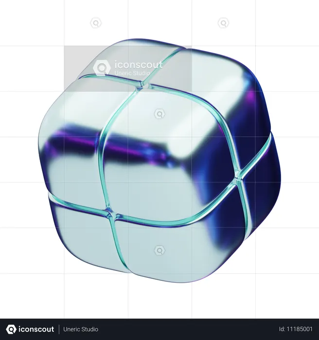 Chromatic Abstract Shiny Divided Cube  3D Icon