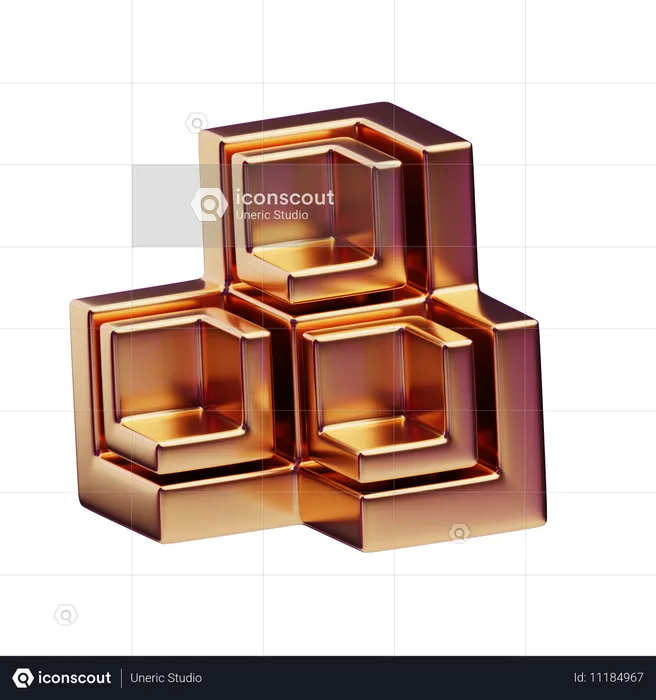 Chromatische abstrakte golden gerahmte Sechsecke  3D Icon