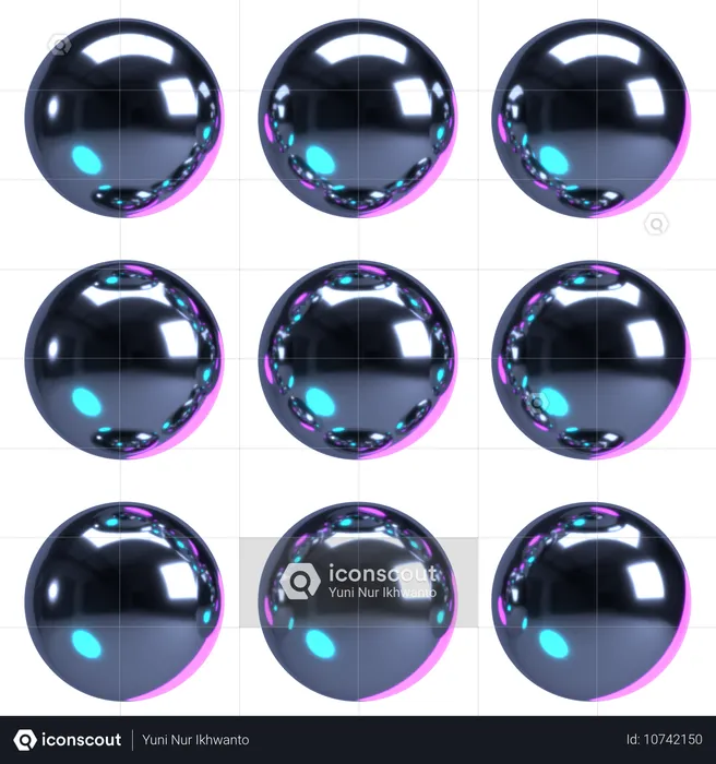 Chrome Orb Cluster  3D Icon