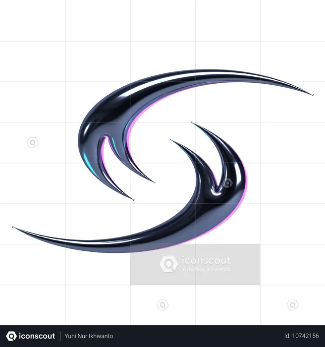 Chrome Swirl Comet  3D Icon