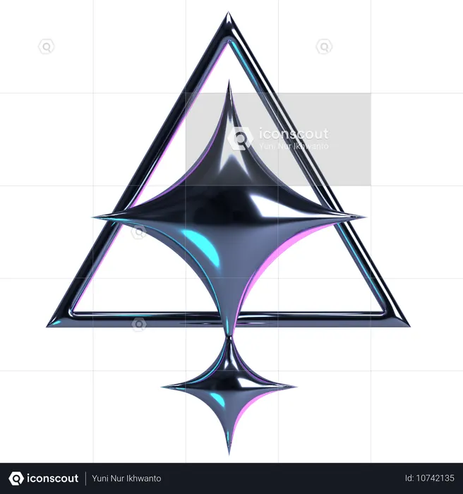Chrome Triangular Star Cluster  3D Icon