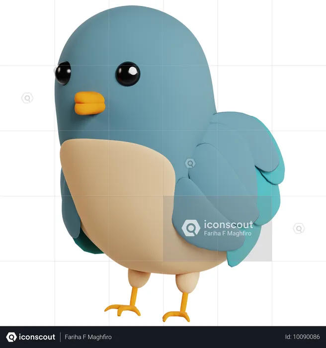 Chubby Blue Bird  3D Icon