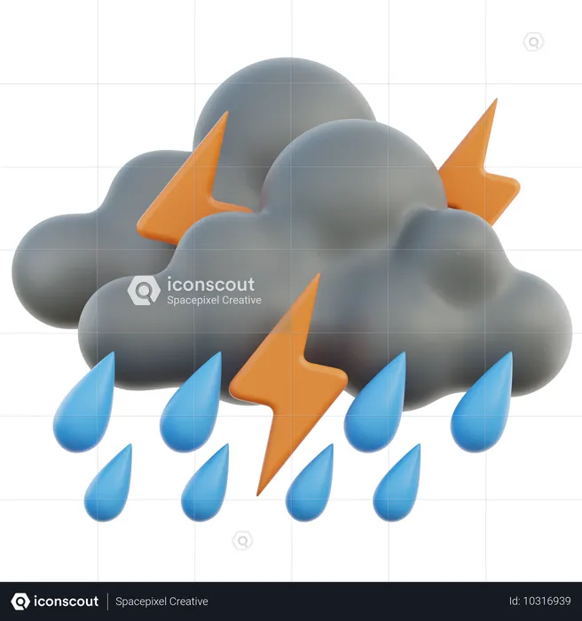 Chuva pesada  3D Icon