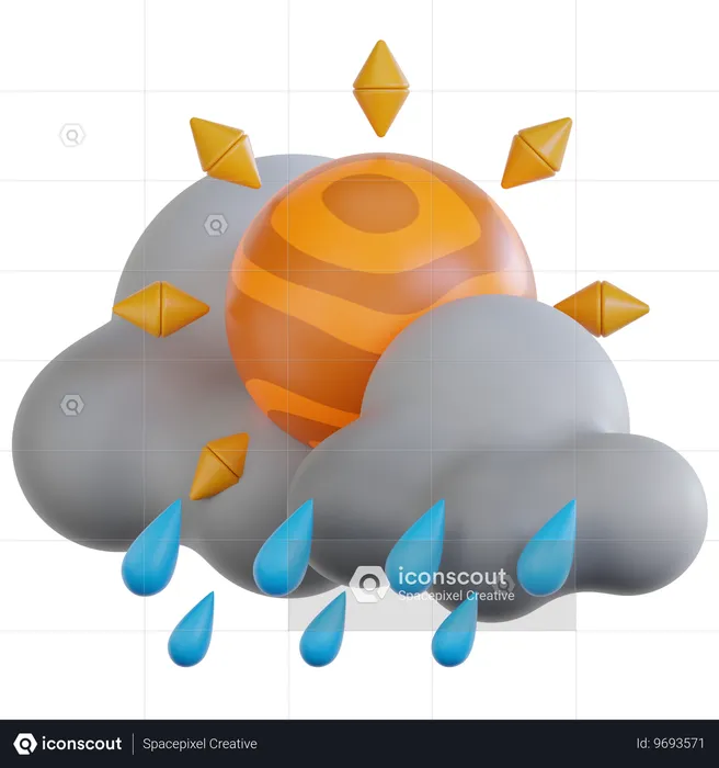 Chuva forte durante o dia  3D Icon