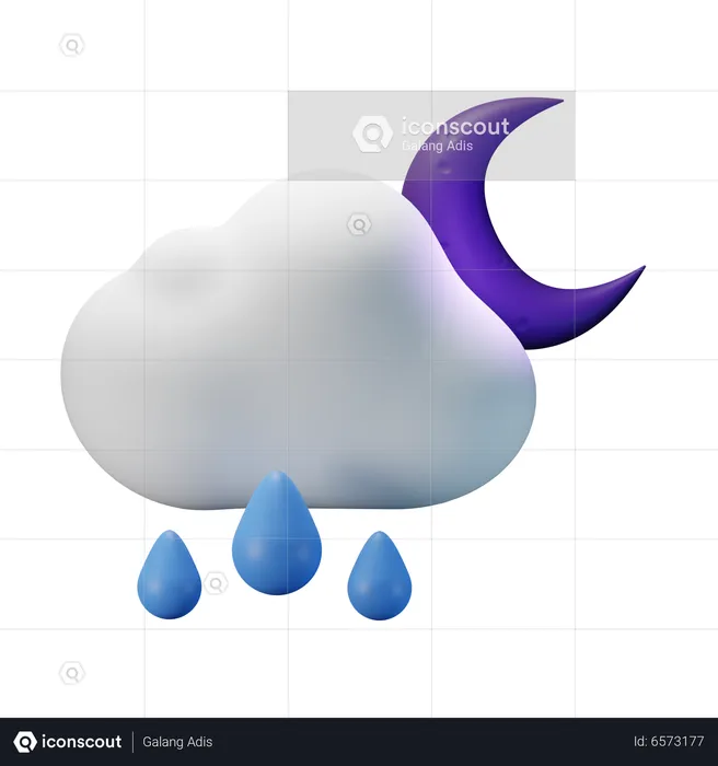 Chuva forte à noite  3D Icon