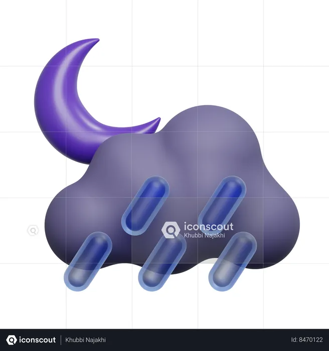 Chuva noturna  3D Icon