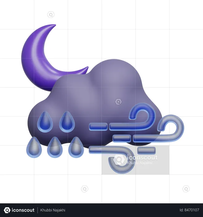 Chuva ventosa  3D Icon