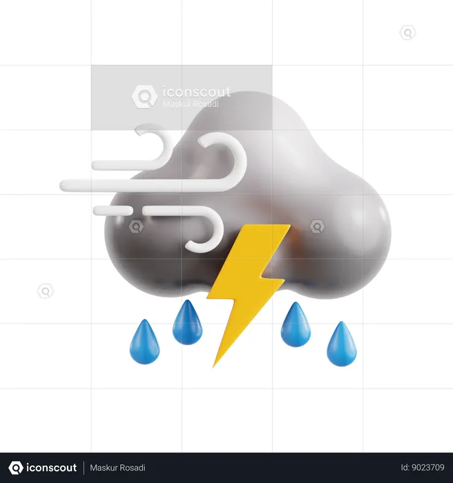 Chuva relâmpago ventosa  3D Icon