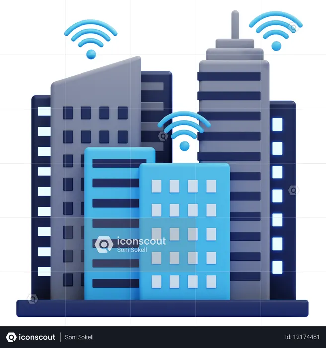 Cidade inteligente  3D Icon