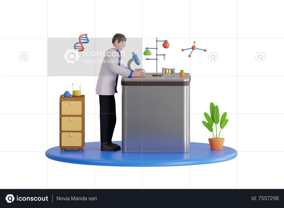 Cientista fazendo pesquisa em laboratório  3D Illustration