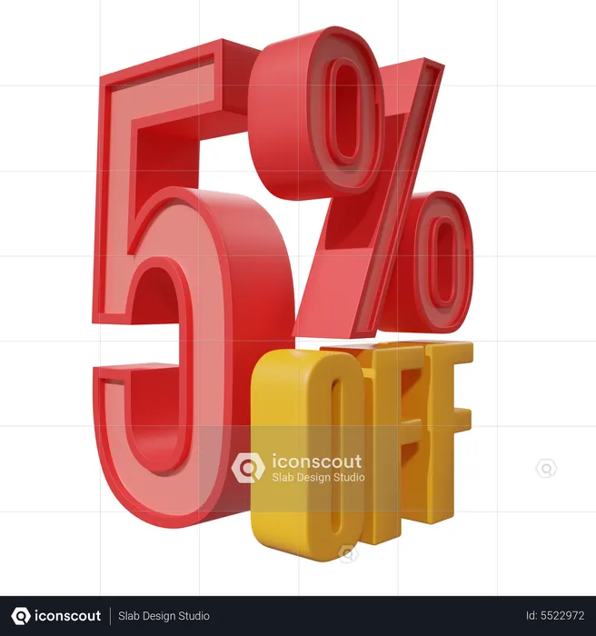 Cinco por cento de desconto  3D Icon