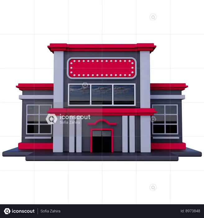 Cinema Building  3D Icon