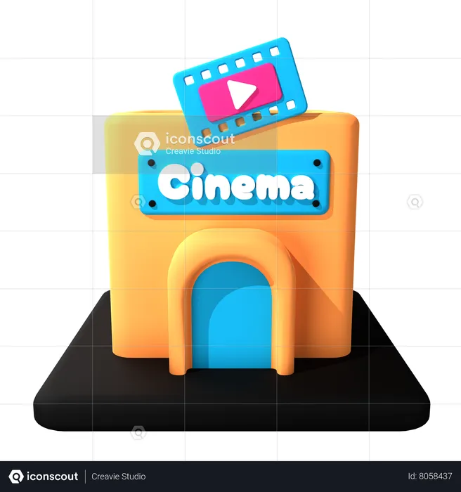 Cinema Building  3D Icon