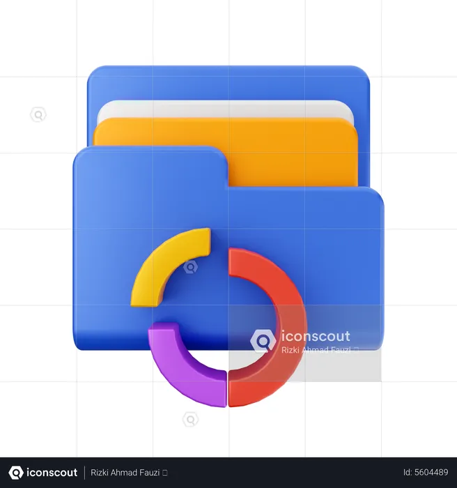 Circle Chart Folder  3D Icon
