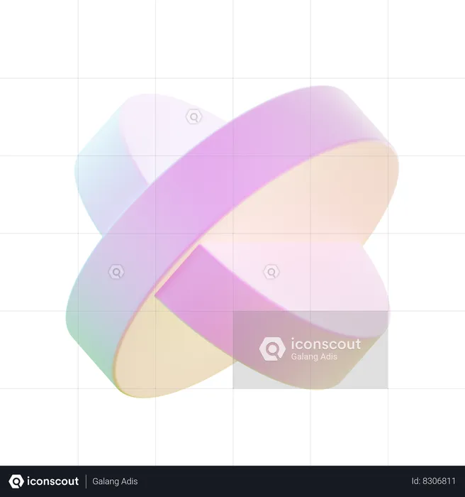 Circle Cross Abstract Shape  3D Icon