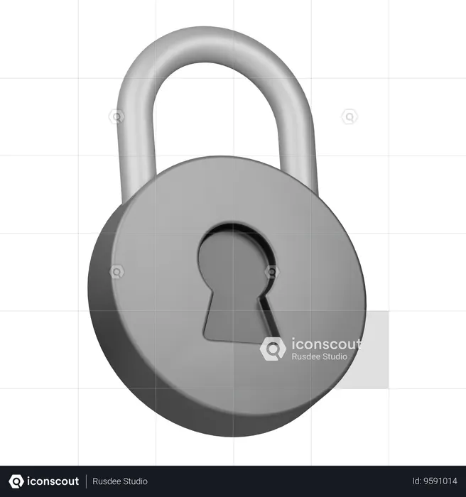 Circle Padlock  3D Icon