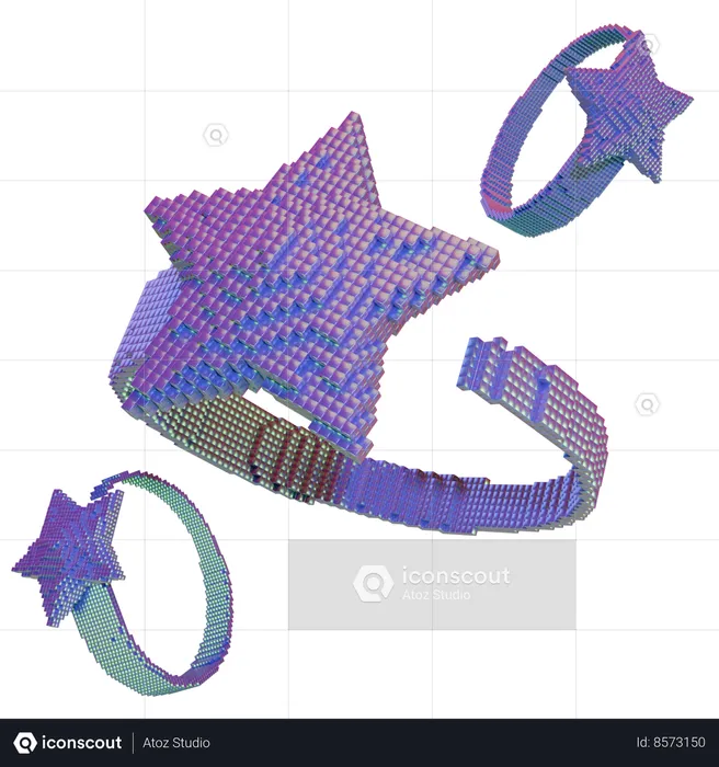 Circle Ring With Star  3D Icon