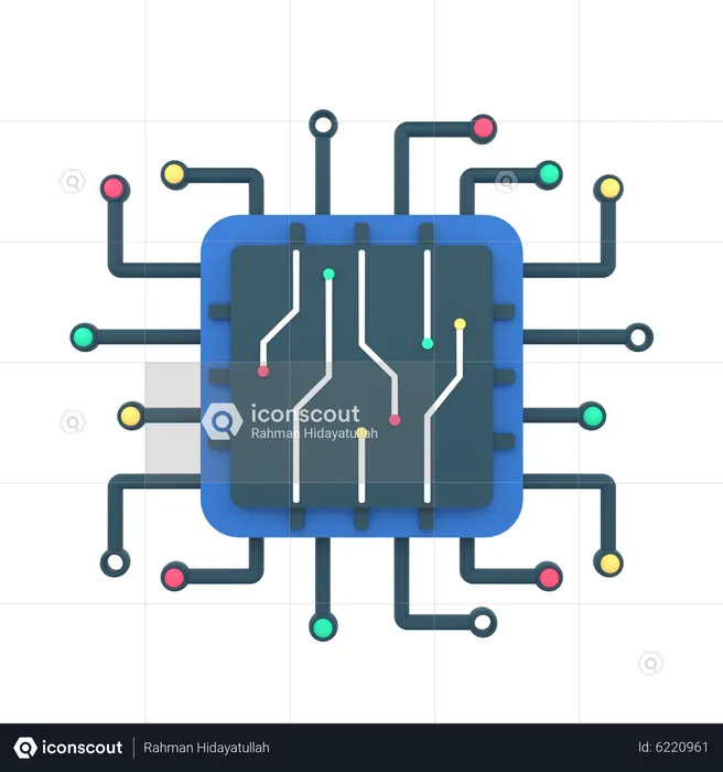 Circuit intégré d'intelligence artificielle  3D Icon