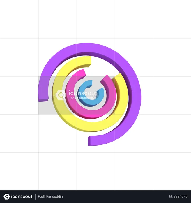 Circular Bar Graph  3D Icon