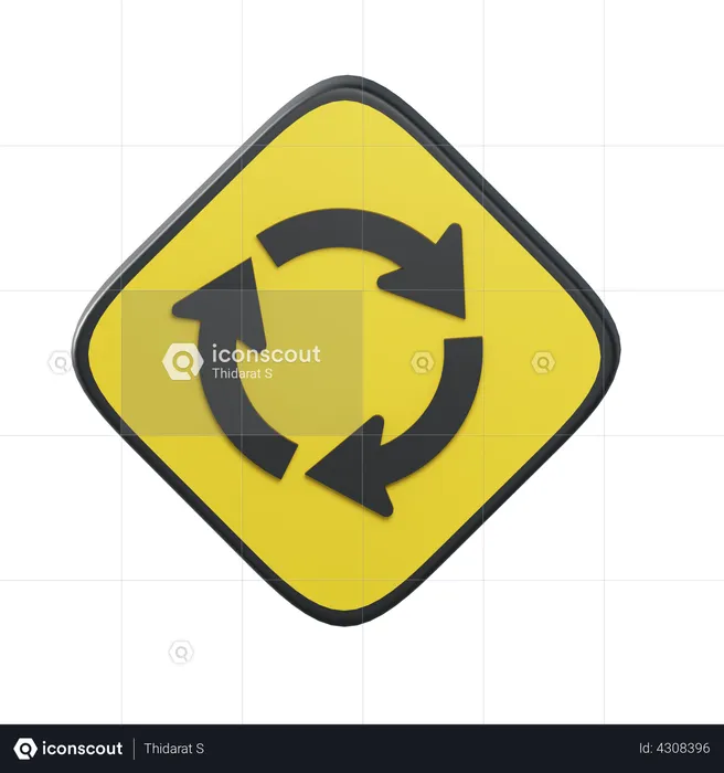 Circular Intersection Ahead  3D Illustration