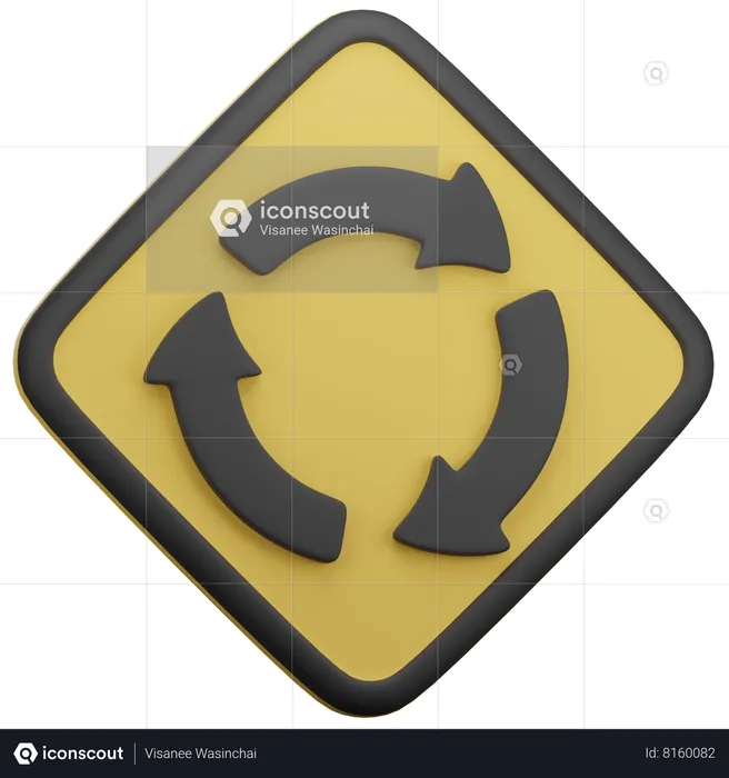 Circular Intersection Ahead  3D Icon