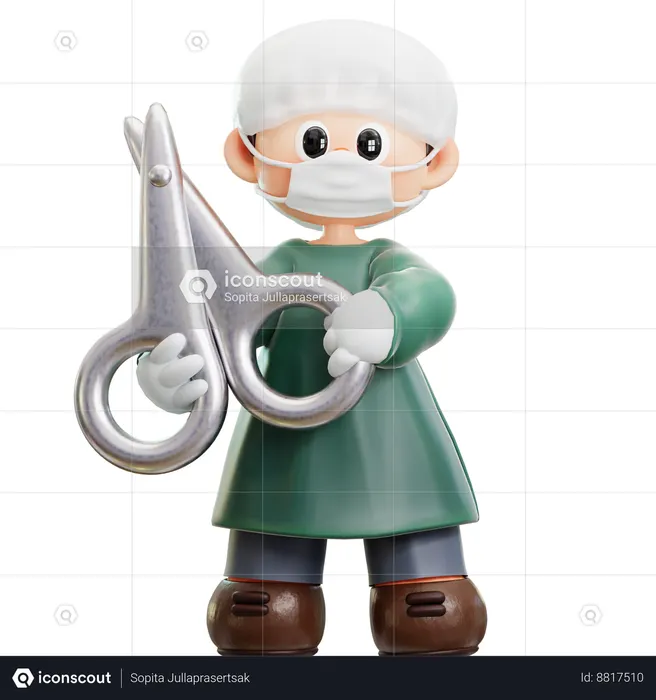 Cirurgião está segurando uma tesoura  3D Icon